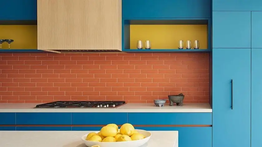 Colourful Cabinets in Kitchen - Alma Designs