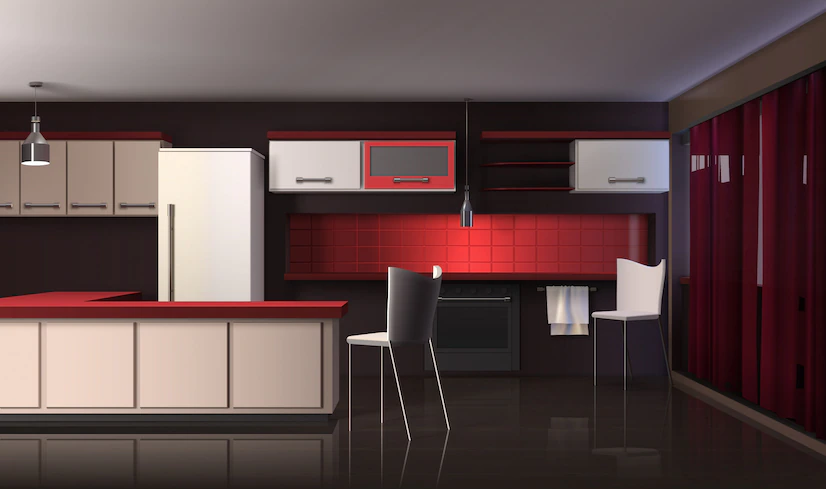 Contrasting Colors of modular kitchen in chandigarh
