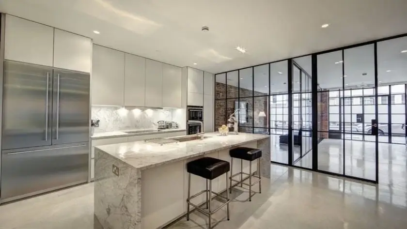 Kitchen interior design with Glass Partitions - Alma Designs