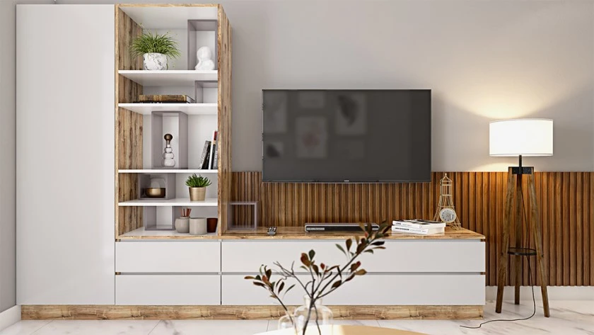 Wall Cupboard Design with TV Cabinet